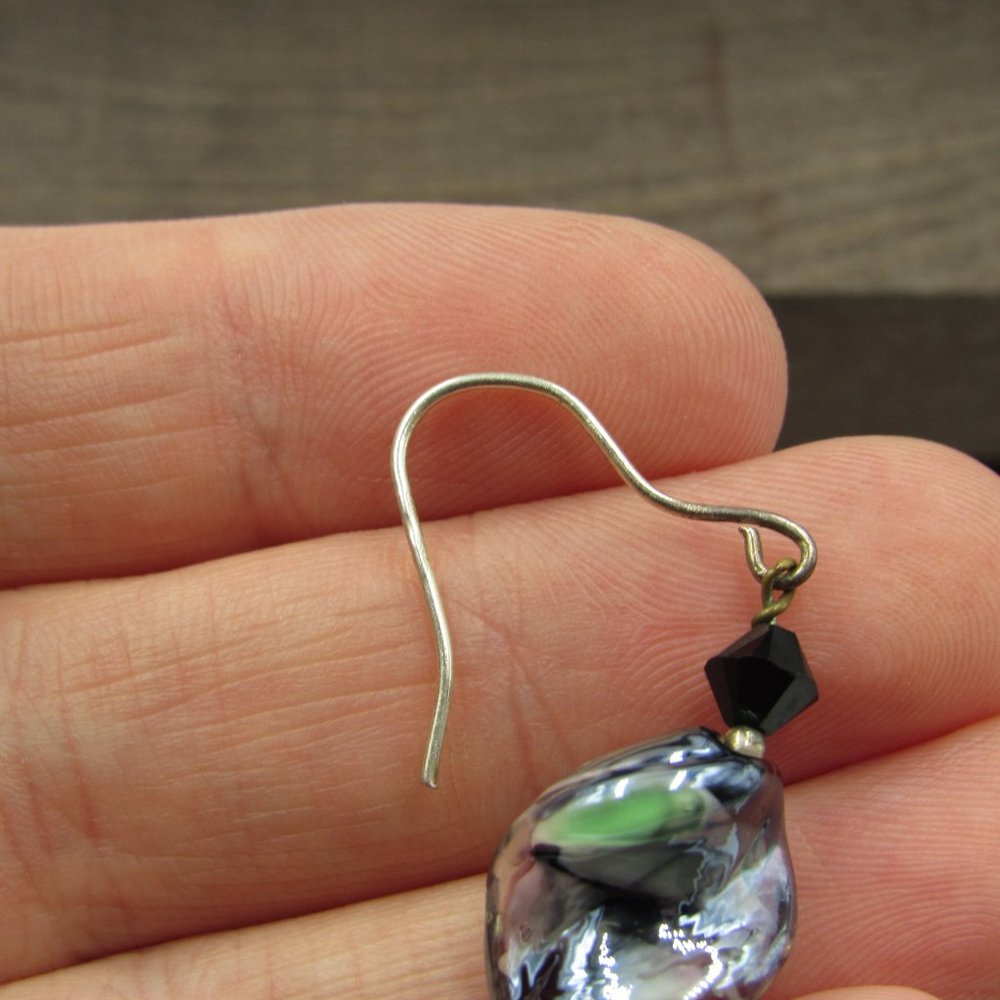 Sterling Silver Unique Glass Dangle Earrings - image 2